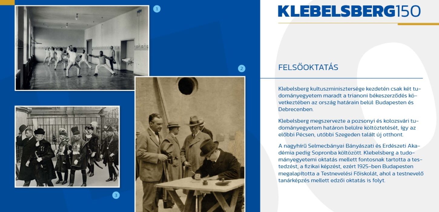 Megnyílt a Klebelsberg 150 című tablókiállítás a Magyar Testnevelési és Sporttudományi Egyetemen