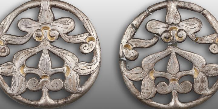 Aranyozott ezüst hajfonatkorongok, Sárospatak-Baksahomok