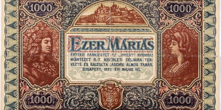 Papírpénz-tervezet 1000 máriásról, 1922