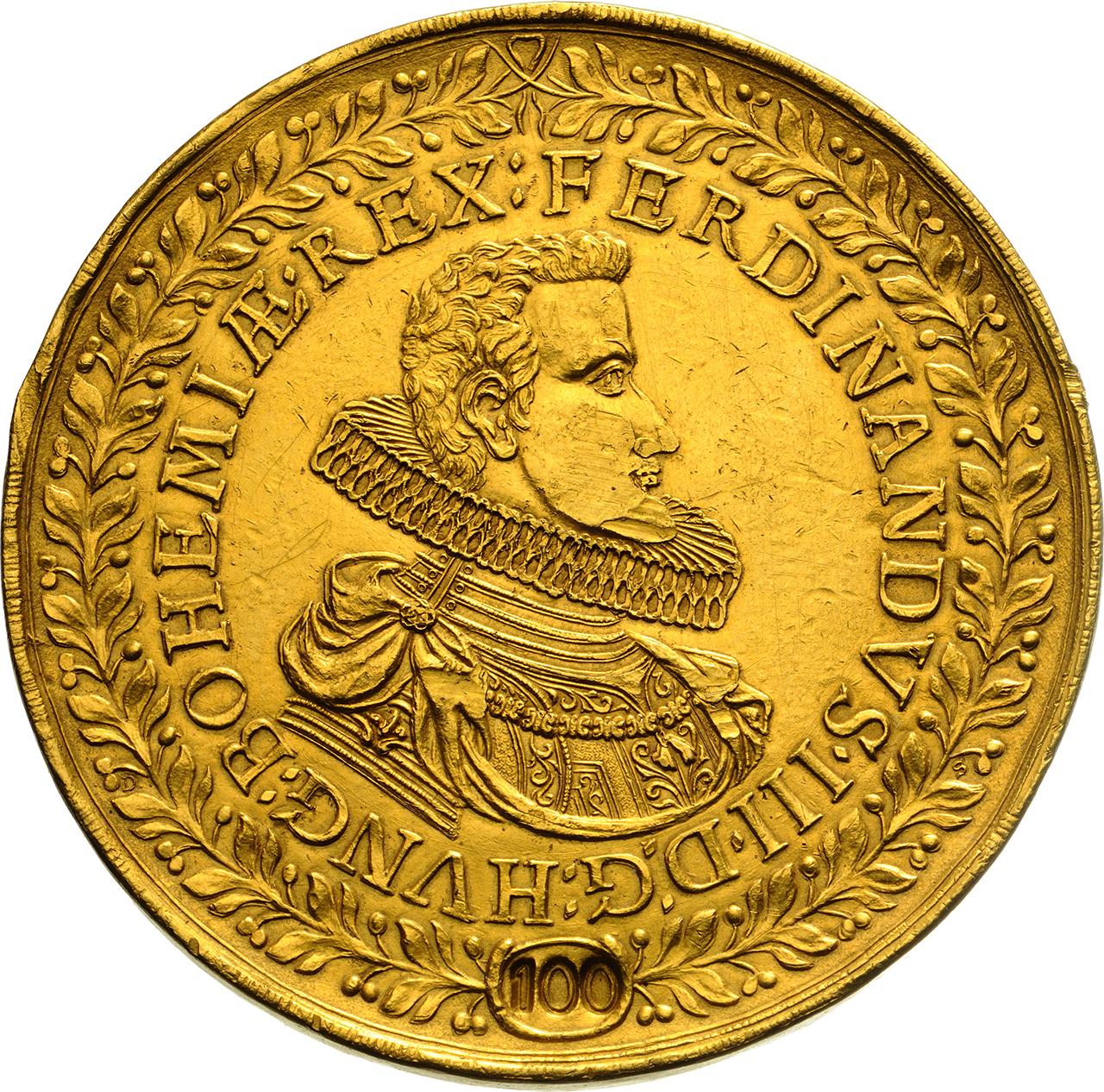    Csehország, III. Ferdinánd (1637–1657) százszoros dukát, 1629 