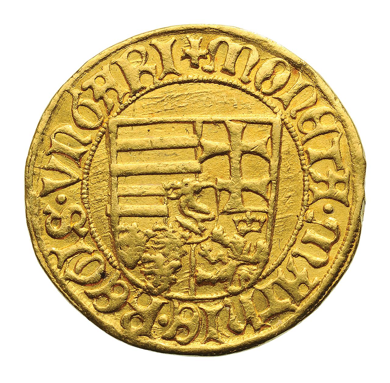 I. (Hunyadi) Mátyás (1458–1490) aranyveretű garas két aranyforint súlyban, é. n.