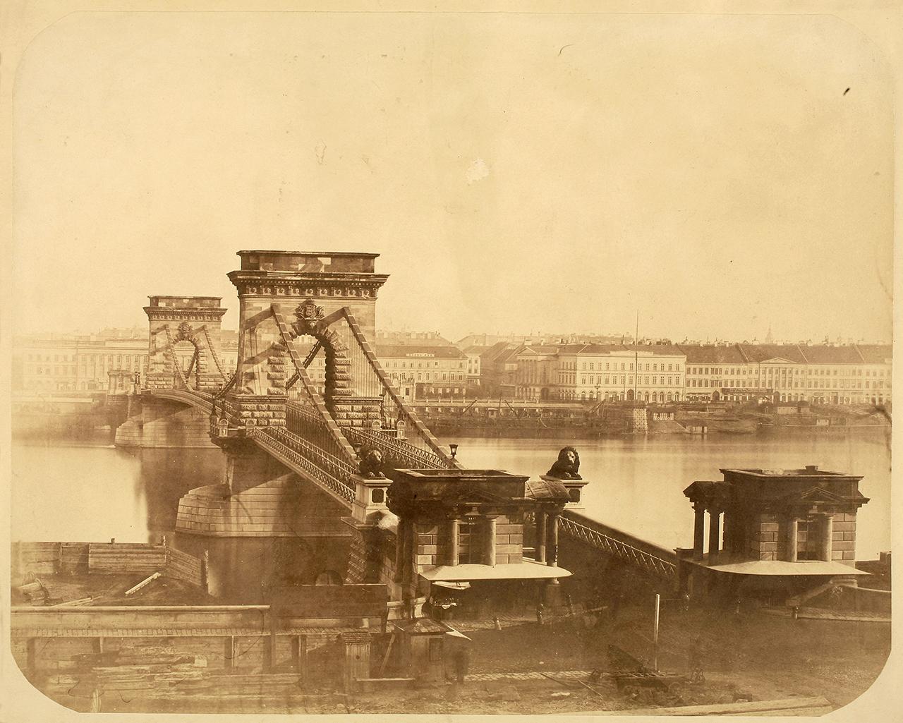 A Lánchíd, Heidenhaus Ede felvétele, Pest-Buda, 1859 