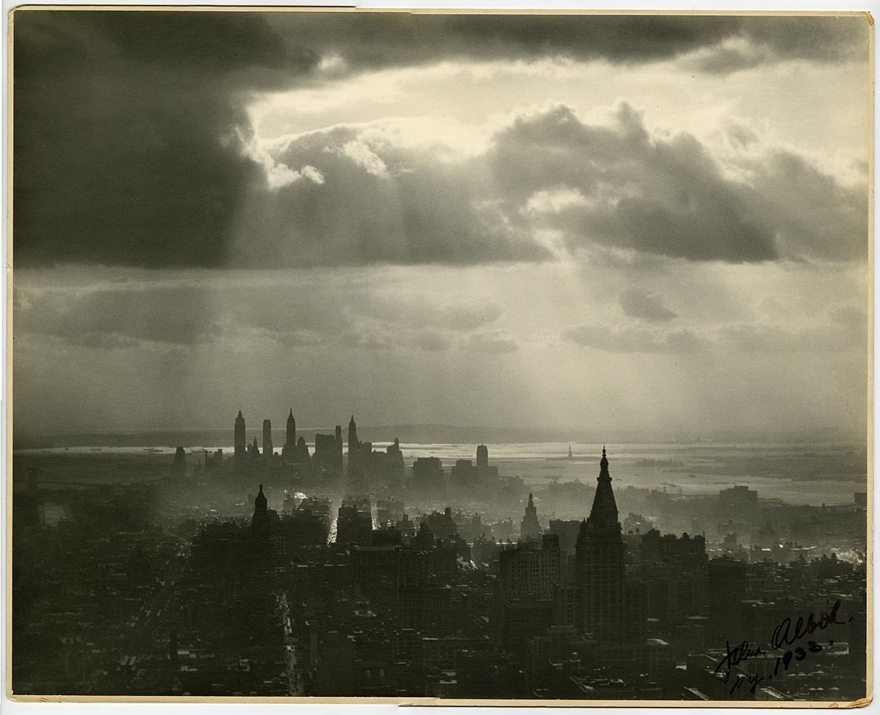 New York látképe a Chrysler épület kilátótornyából, John Albok felvétele, New York, 1933 