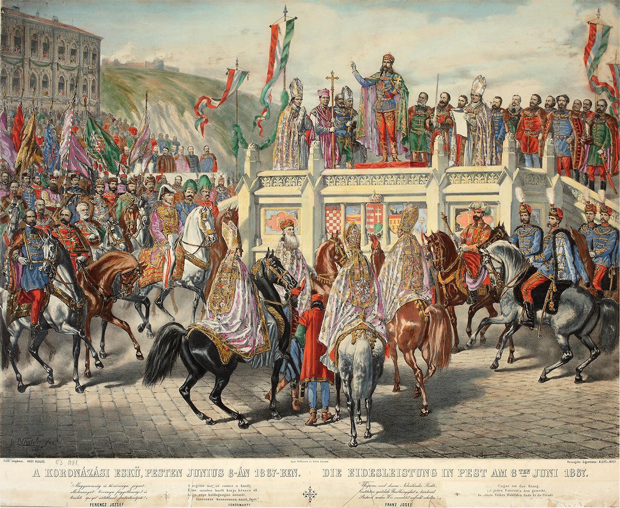 I. Ferenc József koronázási esküje Pesten, 1867. június 8-án, 1867