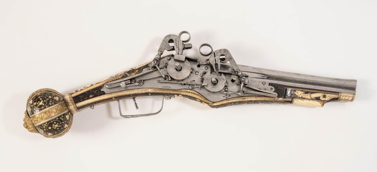 Dupla keréklakatos és csövű vadászpisztoly, 17. század 