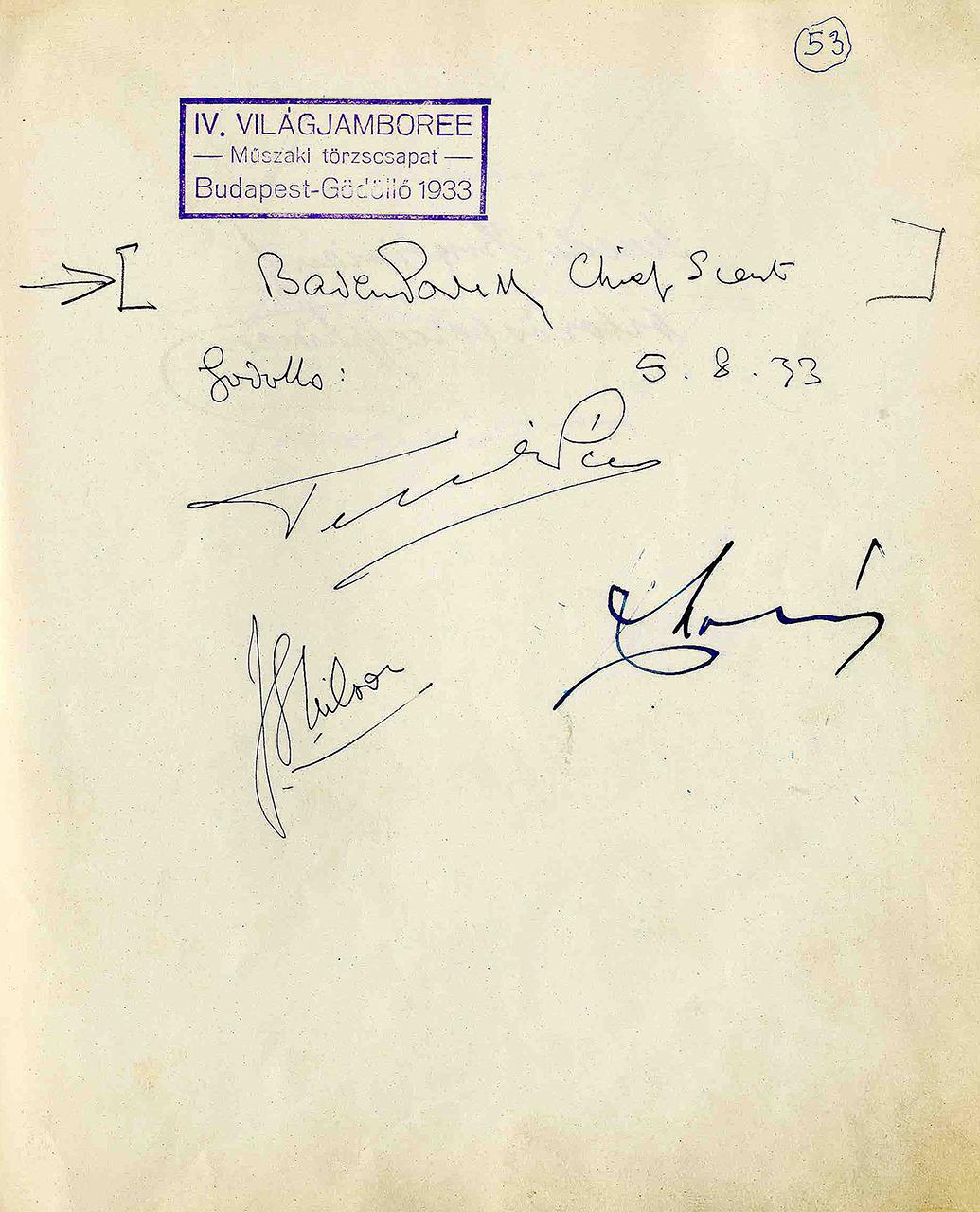 A 13. számú „Ezermester” cserkészcsapat aláírásokat tartalmazó vendégkönyve, Budapest, 1923-1939 