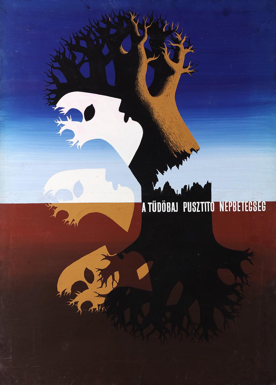 Konecsni György: A tüdőbaj pusztító népbetegség, plakátterv, 1937 