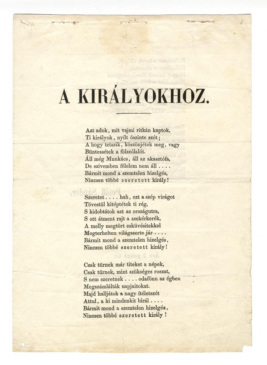 Petőfi Sándor: A királyokhoz 