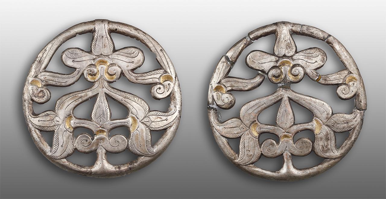 Aranyozott ezüst hajfonatkorongok, Sárospatak-Baksahomok