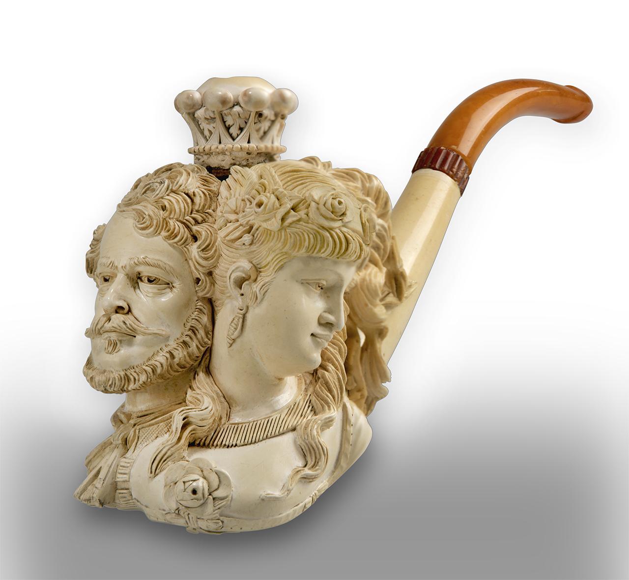 Tajték szipkapipa kettős portréval, magyar mester, 1867 után 