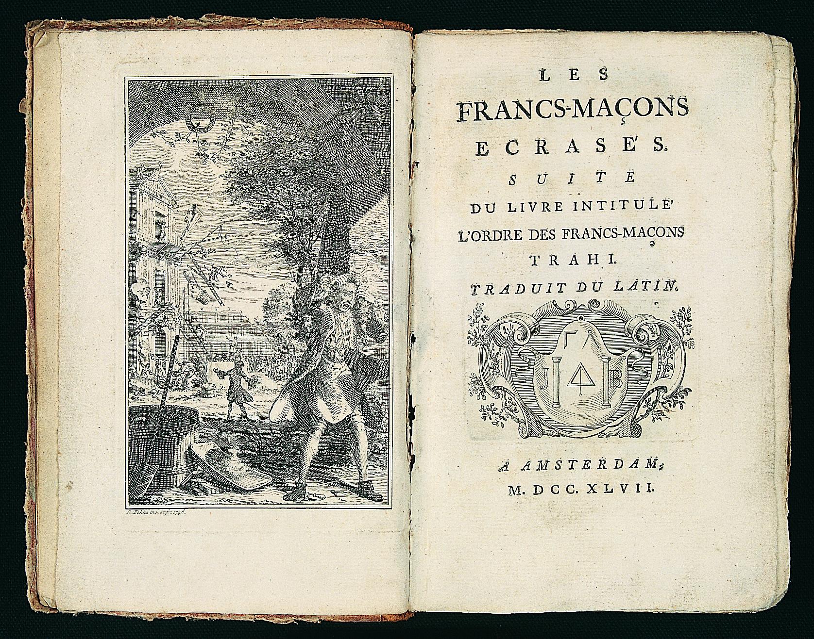 „Les Francs-Maçons…” Metszetekkel díszített könyvritkaság, Amsterdam, 1747 