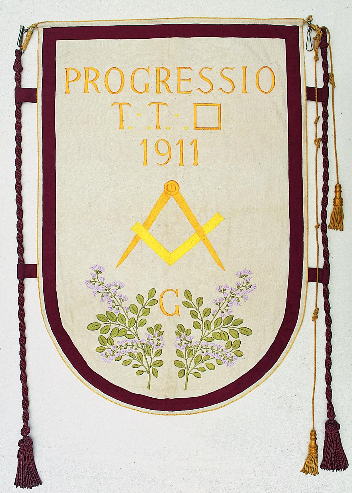 „Progressio” szabadkőműves páholy zászlaja 1911-ből 