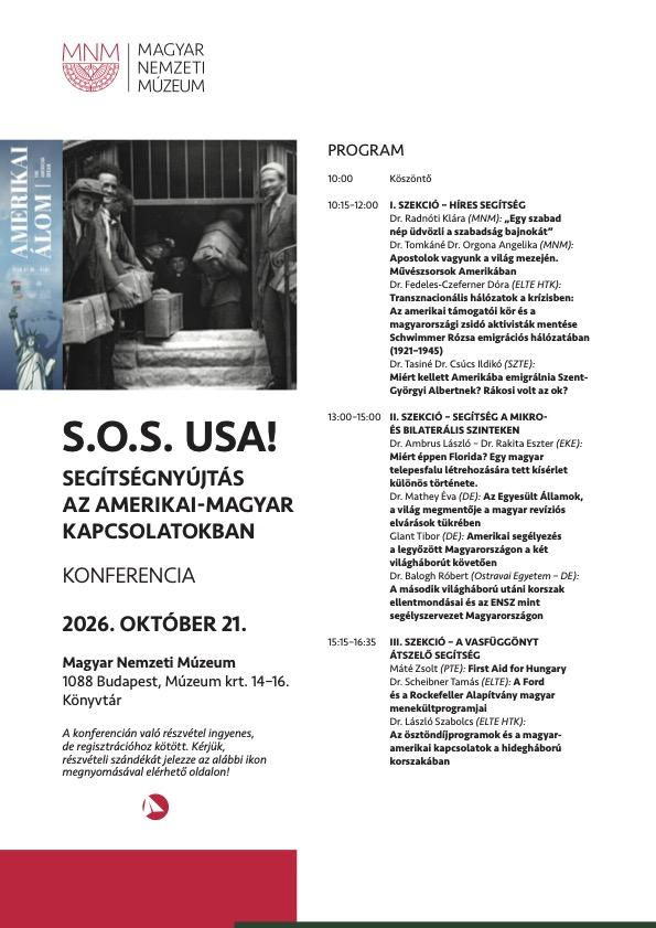 S.O.S. USA! Segítségnyújtás az Amerikai - Magyar kapcsolatokban című konferencia