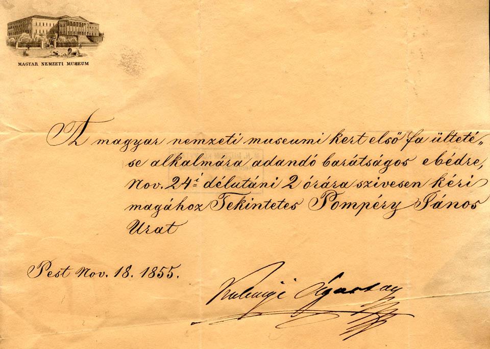 Pompéry János írónak szóló meghívó