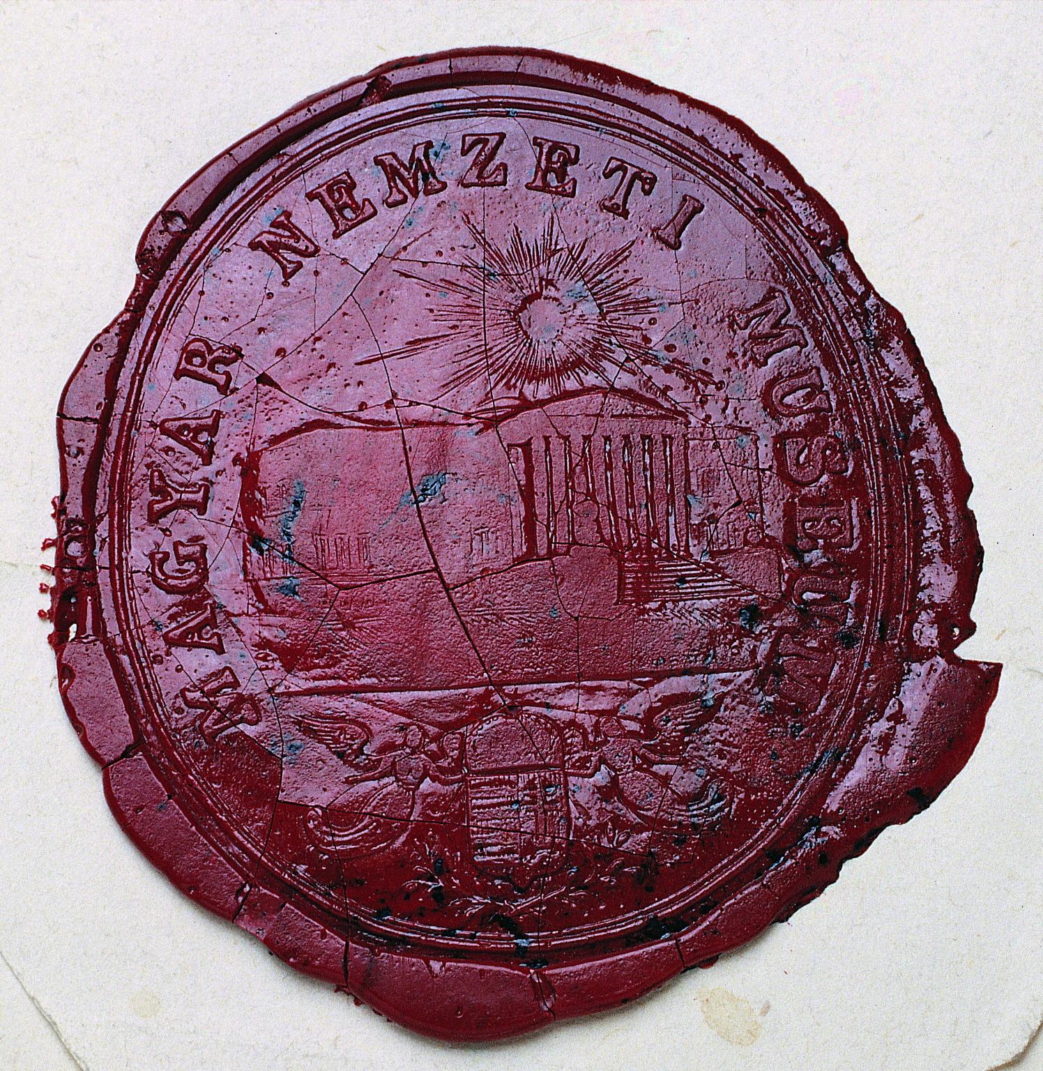 A Magyar Nemzeti Múzeum igazgatói pecsétjének nyomata egy múzeumi iraton (1855)