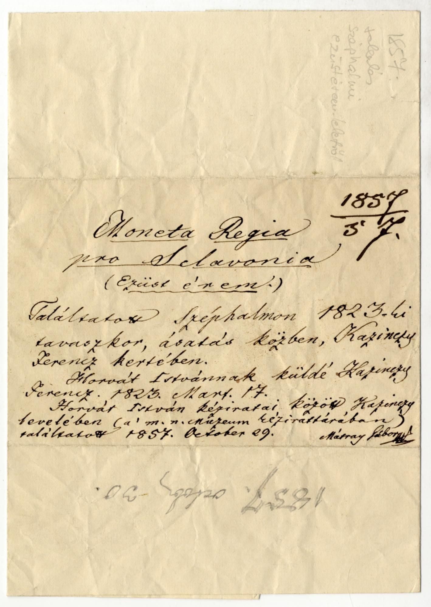 Egy 1823-ban küldött boríték, melyben Kazinczy Ferenc egy érmét küldött a Múzeumnak