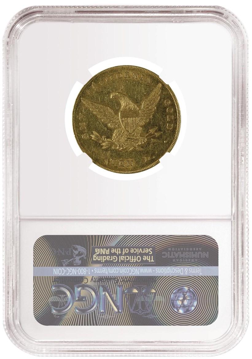 	1852-es 10 dolláros_éremtár_NGC_minősített aranypénz2