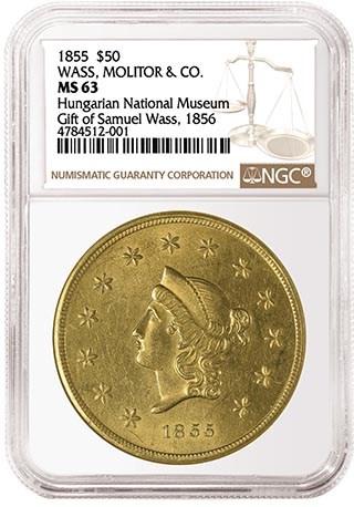 1855-ös 50 dolláros_éremtár_NGC_minősített aranypénz1