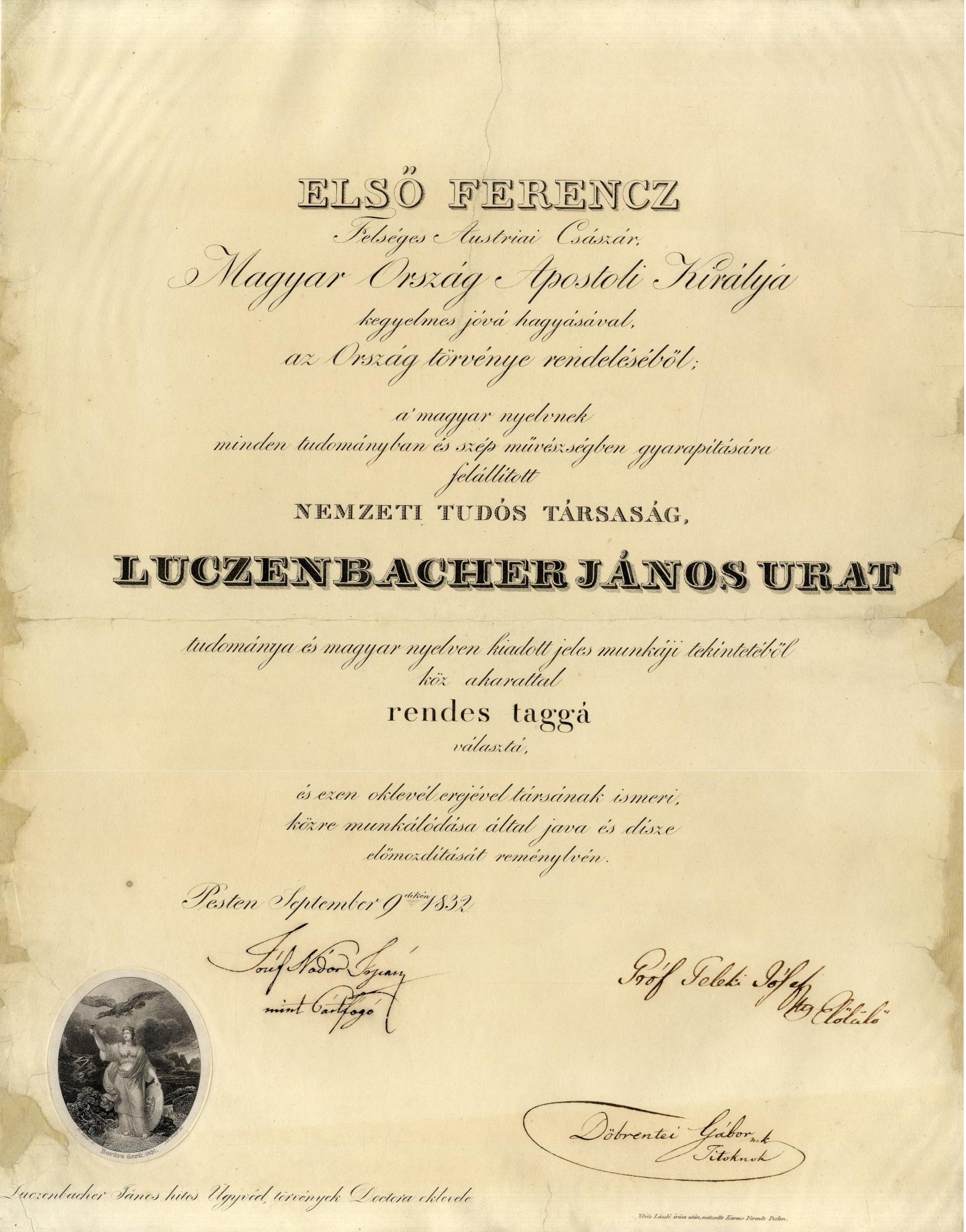 Diploma of appointment of János Érdy