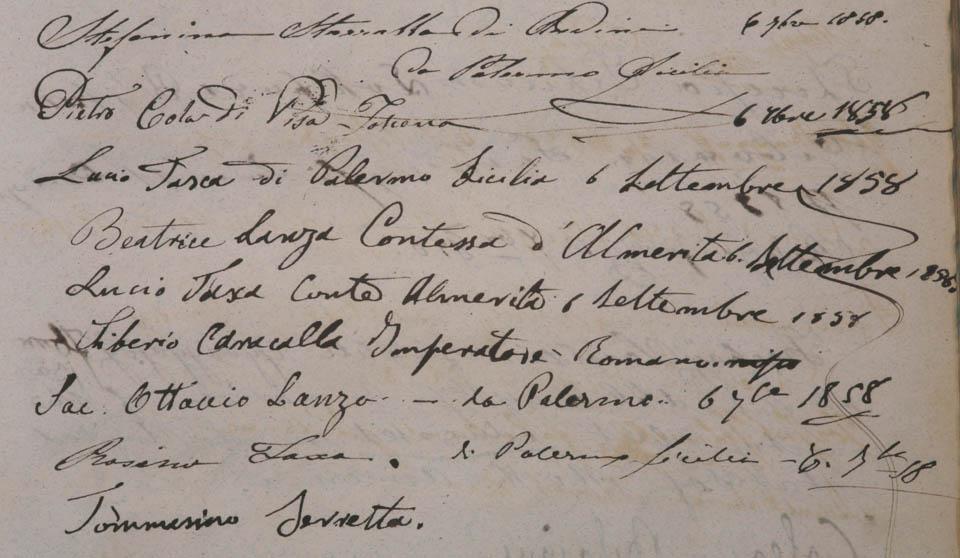 Látogatócsoport Palermóból 1858-ban