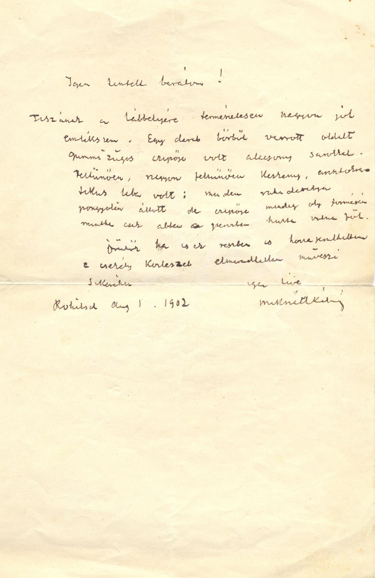 Mikszáth Kálmán levele