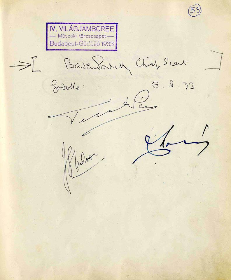 A 13. számú „Ezermester” cserkészcsapat aláírásokat tartalmazó vendégkönyve. Budapest,   1923-1939
