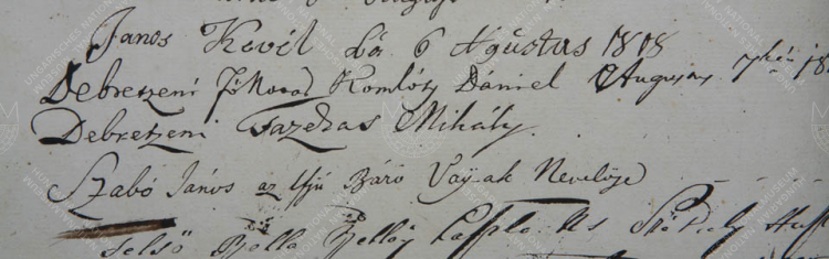 1818. augusztus 7. „Debretzeni Fazekas Mihály” (1766–1828) költő, a Lúdas Matyi szerzője