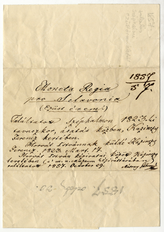 Egy 1823-ban küldött boríték, melyben Kazinczy Ferenc egy érmét küldött a Múzeumnak