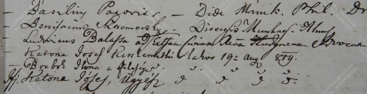 1819. augusztus 19. „Ifj. Katona József ügyész” (1791–1830), drámaíró, szüleivel, Katona Józseffel és Borbok Ilonával
