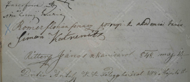 1848-ban Rómer Flóris (1815–1889) még pozsonyi akadémiai tanárként jár először a Nemzeti Múzeumban, később 1869-től 1877-ig a múzeum érem- és régiségtárának őre, azaz vezetője lesz