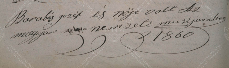 1860 Barabás József és felesége „az magyar nemzeti muzijomban”