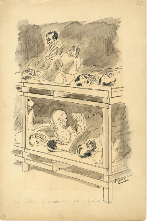 Priccsek az dörnhaui lágerbarakkban, 1944