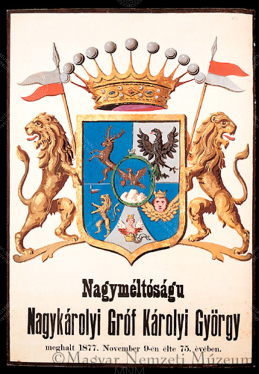 Halotti címer, amely egykor gróf Károlyi György ravatalát díszítette