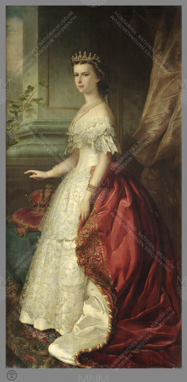 Erzsébet királyné udvari díszruhában Franz Russ (1817–1892) 1859. Olaj, vászon. Magyar Nemzeti Múzeum