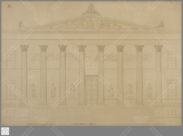 The main facade plan of the Museum by Mihály Pollack