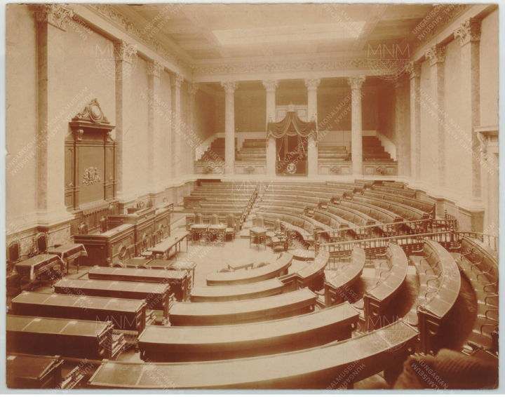 The Upper House meeting room of the Parliament in the Main Hall of the Museum, 1888