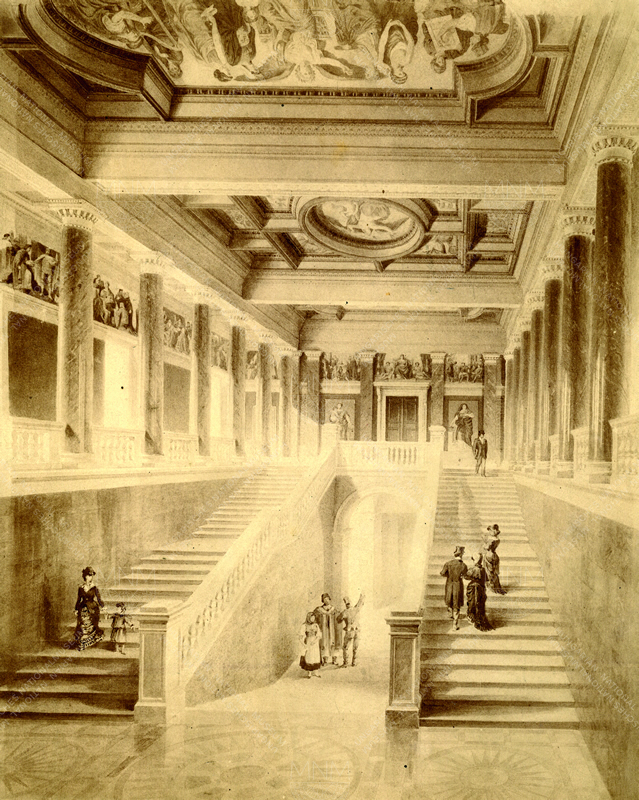 The main staircase of the museum building in the 1890s