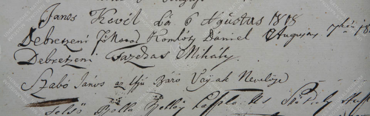 1818. augusztus 7. „Debretzeni Fazekas Mihály” (1766–1828) költő, a Lúdas Matyi szerzője