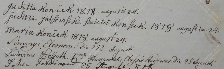 1818. augusztus 24. Kossuth Lajos (1802–1894) ügyvéd, politikus, Magyarország kormányzója diákkori bejegyzése