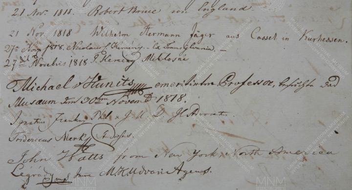 Két angolszász látogató a Múzeumban 1818-ban, Robert Bruce Angliából és John Watts New Yorkból