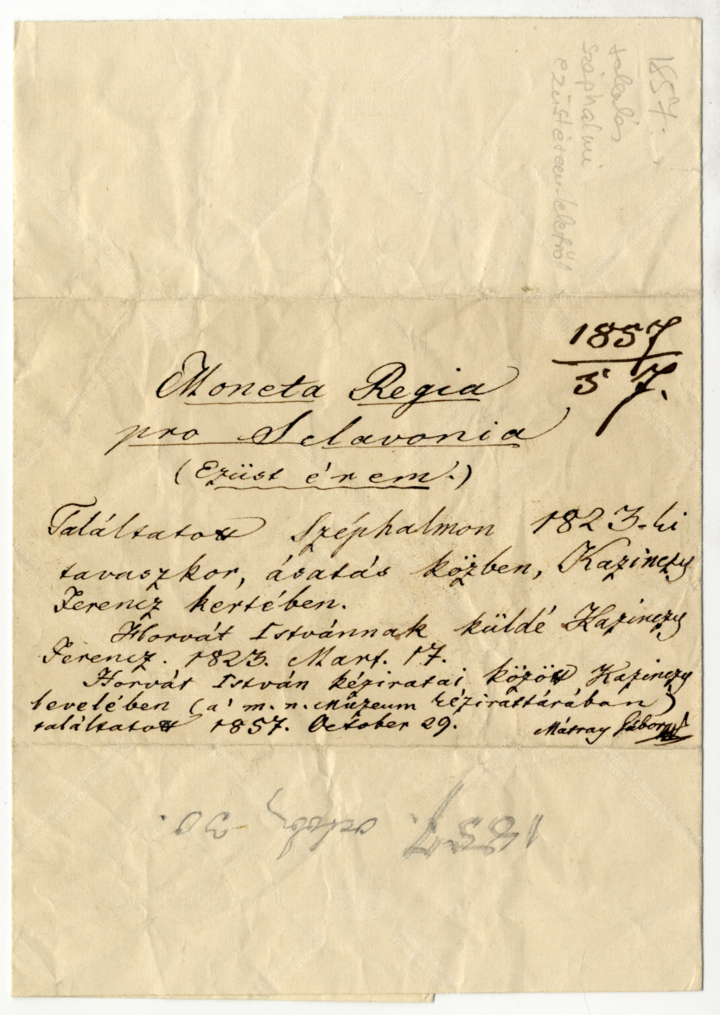 Egy 1823-ban küldött boríték, melyben Kazinczy Ferenc egy érmét küldött a Múzeumnak