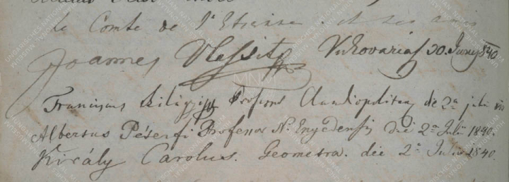 1840. június 30. Joannes Vlassits Vukovárról (ma: Vukovar, Horvátország), aki után erdélyi látogatók következnek, többek között Szilágyi Ferenc, a kolozsvári református kollégium híres professzora