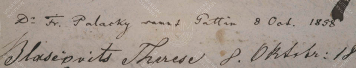 1858. október 8. Frantisek Palacky (1798–1876) cseh történész