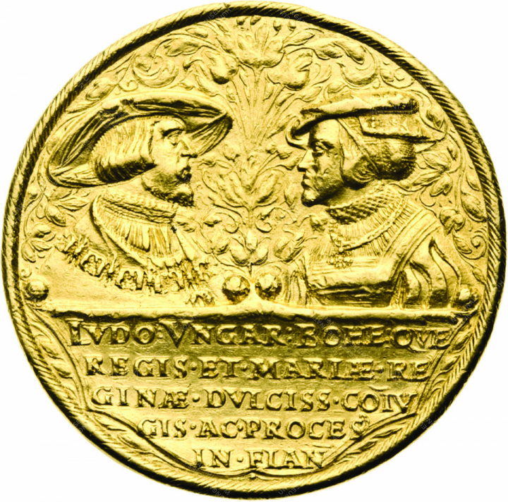 II. Lajos halálának és a mohácsi csata emlékérme, 1526 után (előlap)