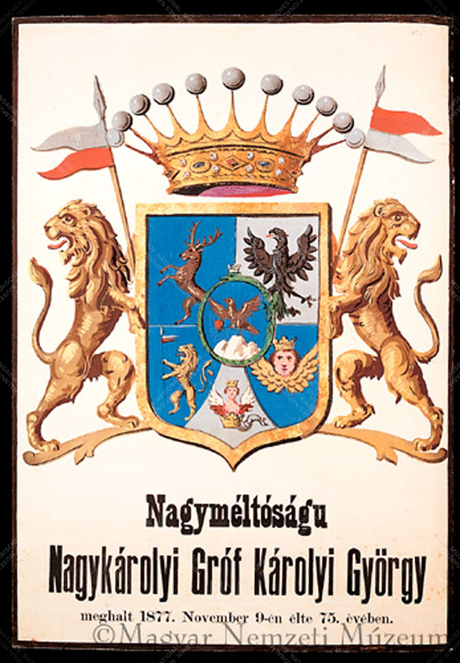 Halotti címer, amely egykor gróf Károlyi György ravatalát díszítette